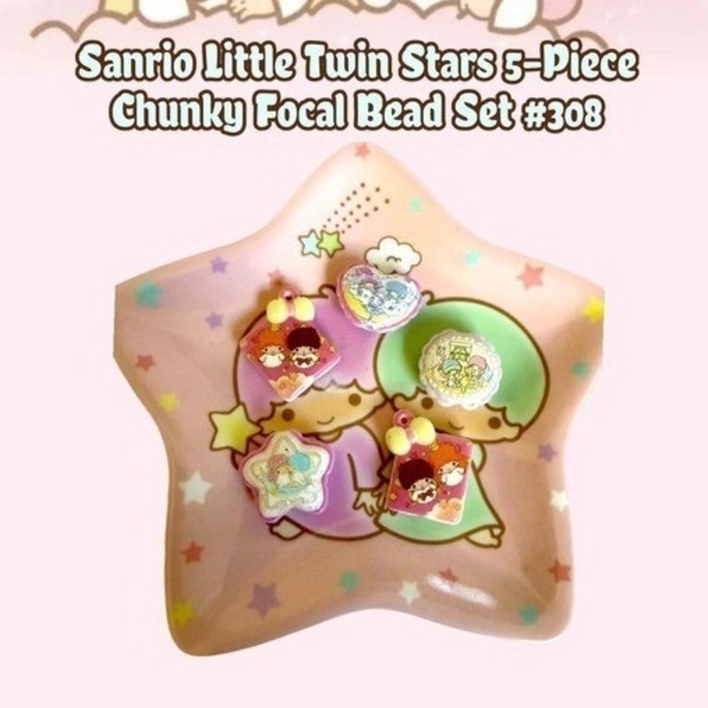 Sanrio Little Twin Stars 5-Piece Coordinated Focal Bead Set new